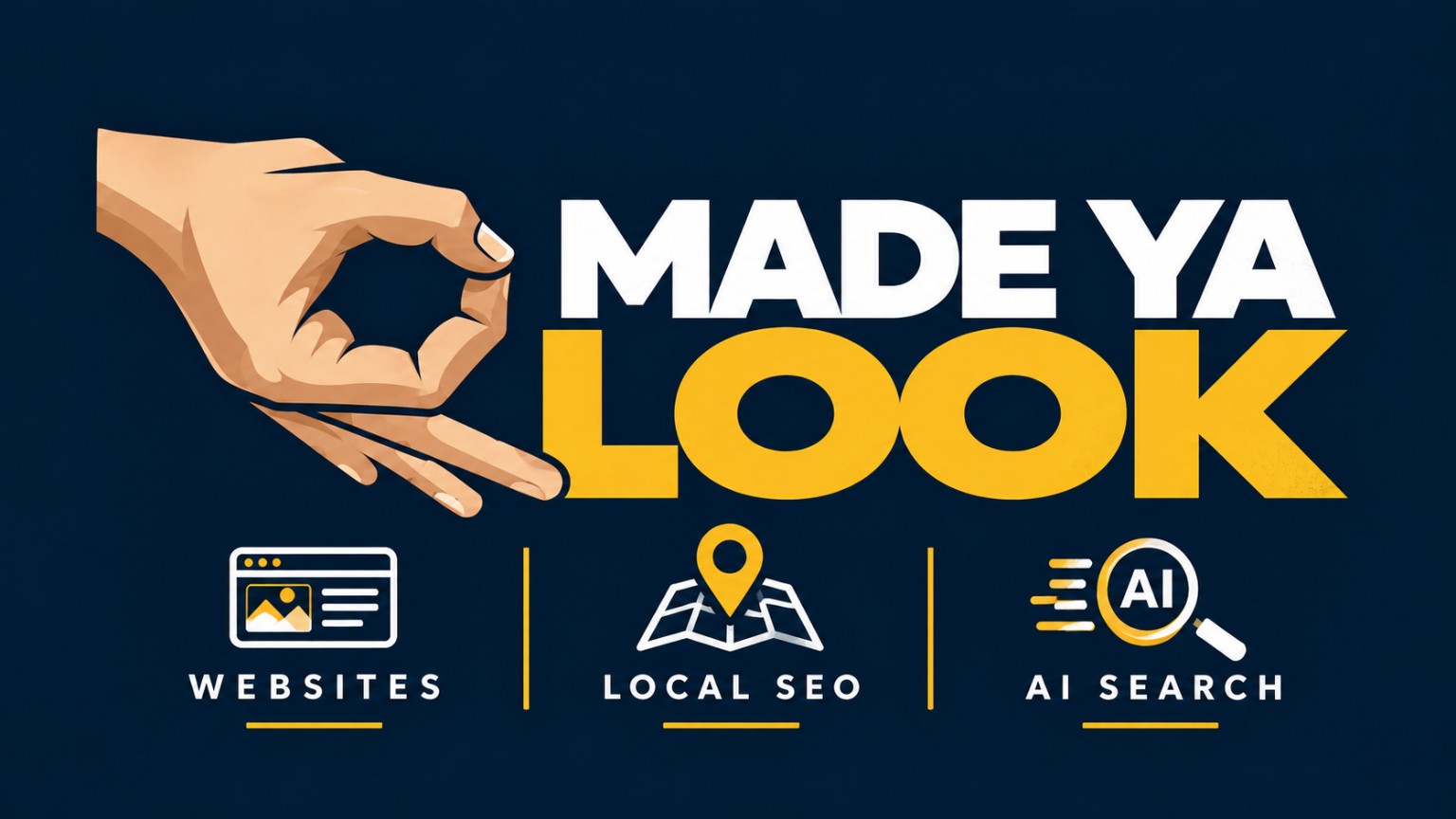 Made Ya Look — Websites, Local SEO and AI Search official gold hand-sign logo